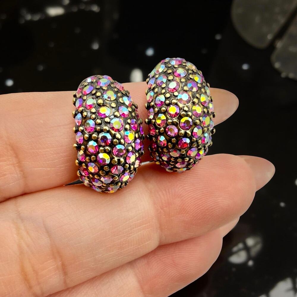 Heidi Daus Hugs From Heidi Siam AB Crystal Omega Pierced Earrings